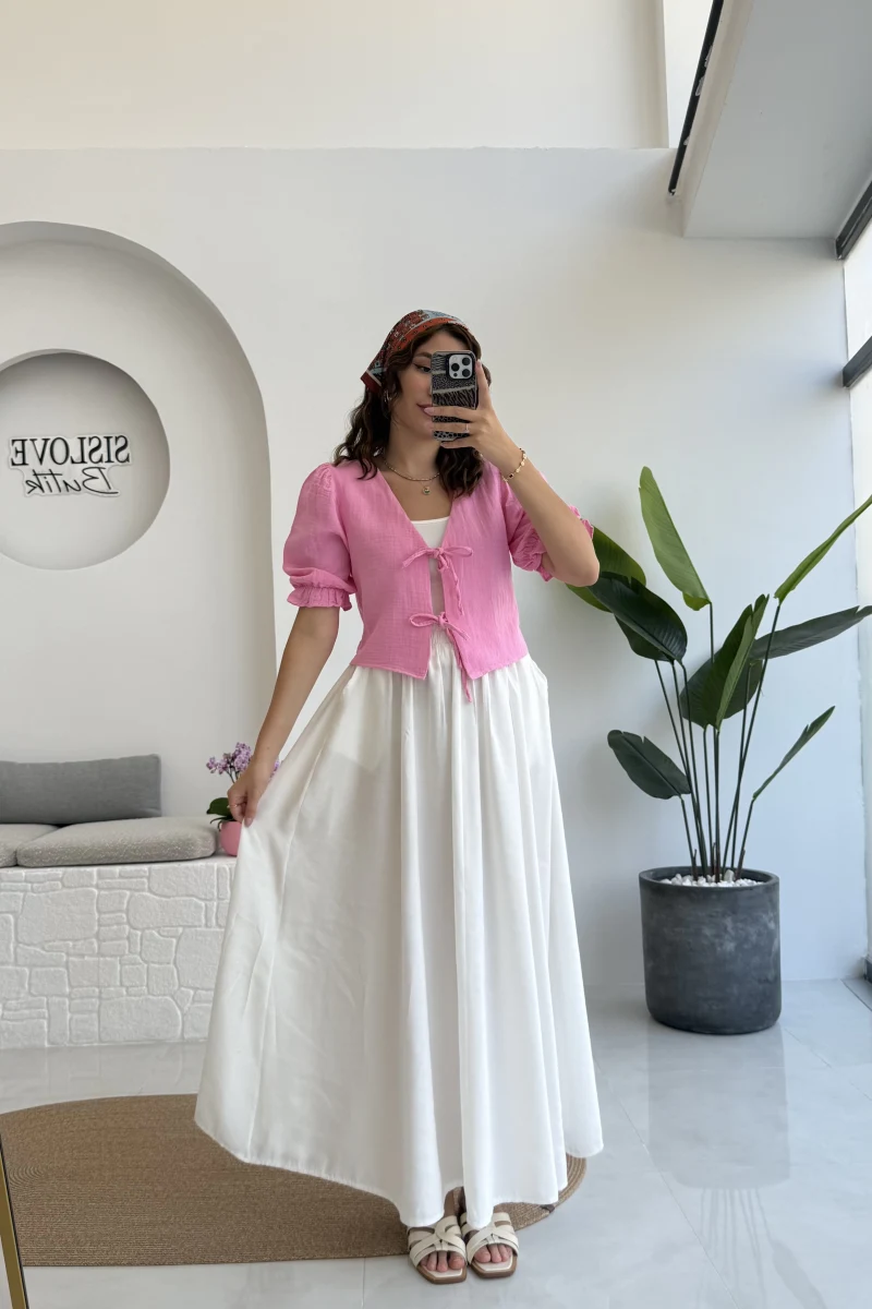 Tensel Modal Cepli Etek Kırık Beyaz - 5002