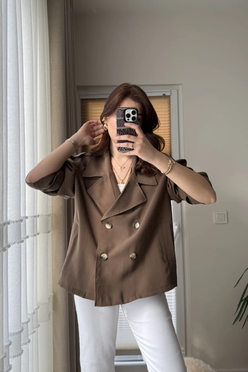 Tensel Oversize Acıkahve Trençkot