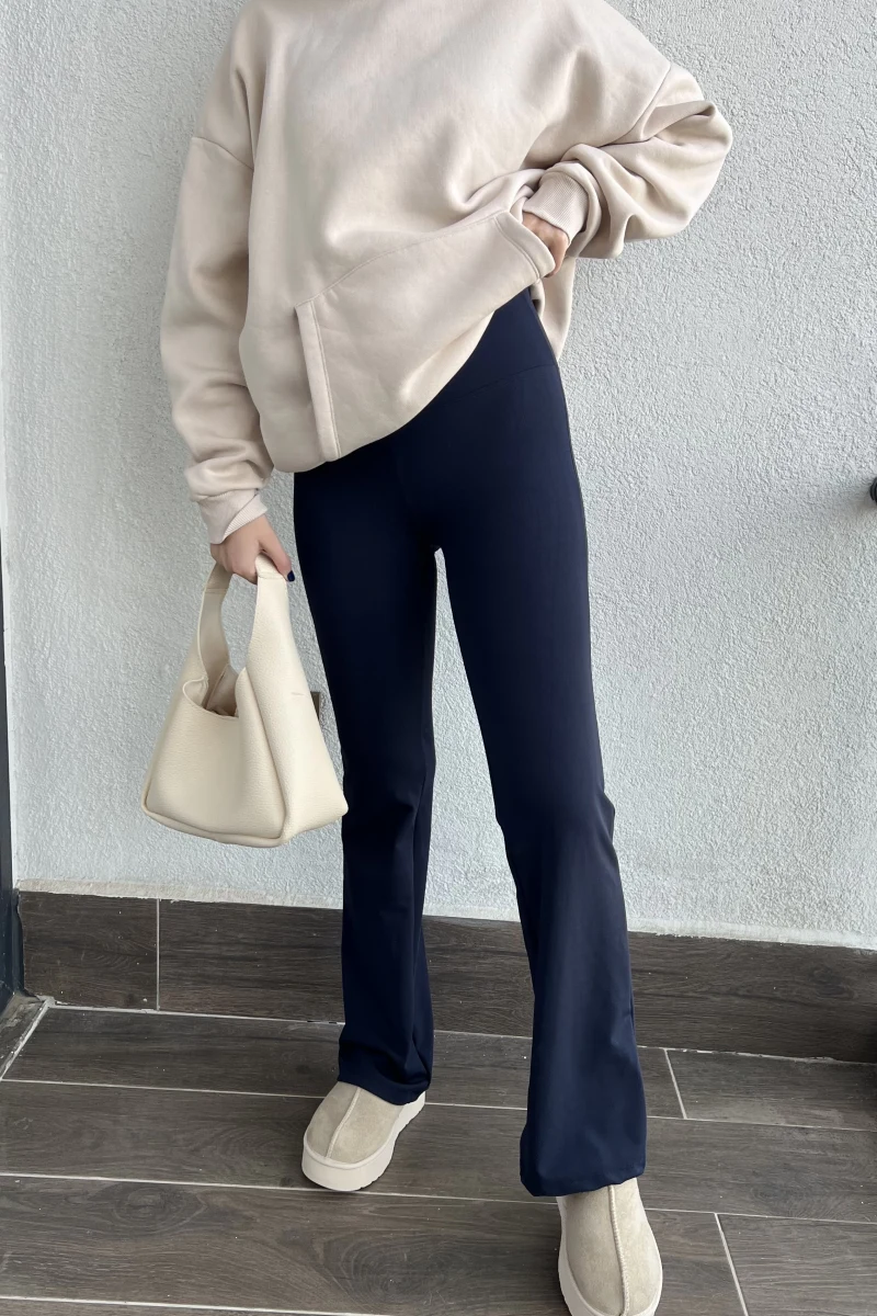 Termo Lacivert İspanyol İçi Polarlı Tayt