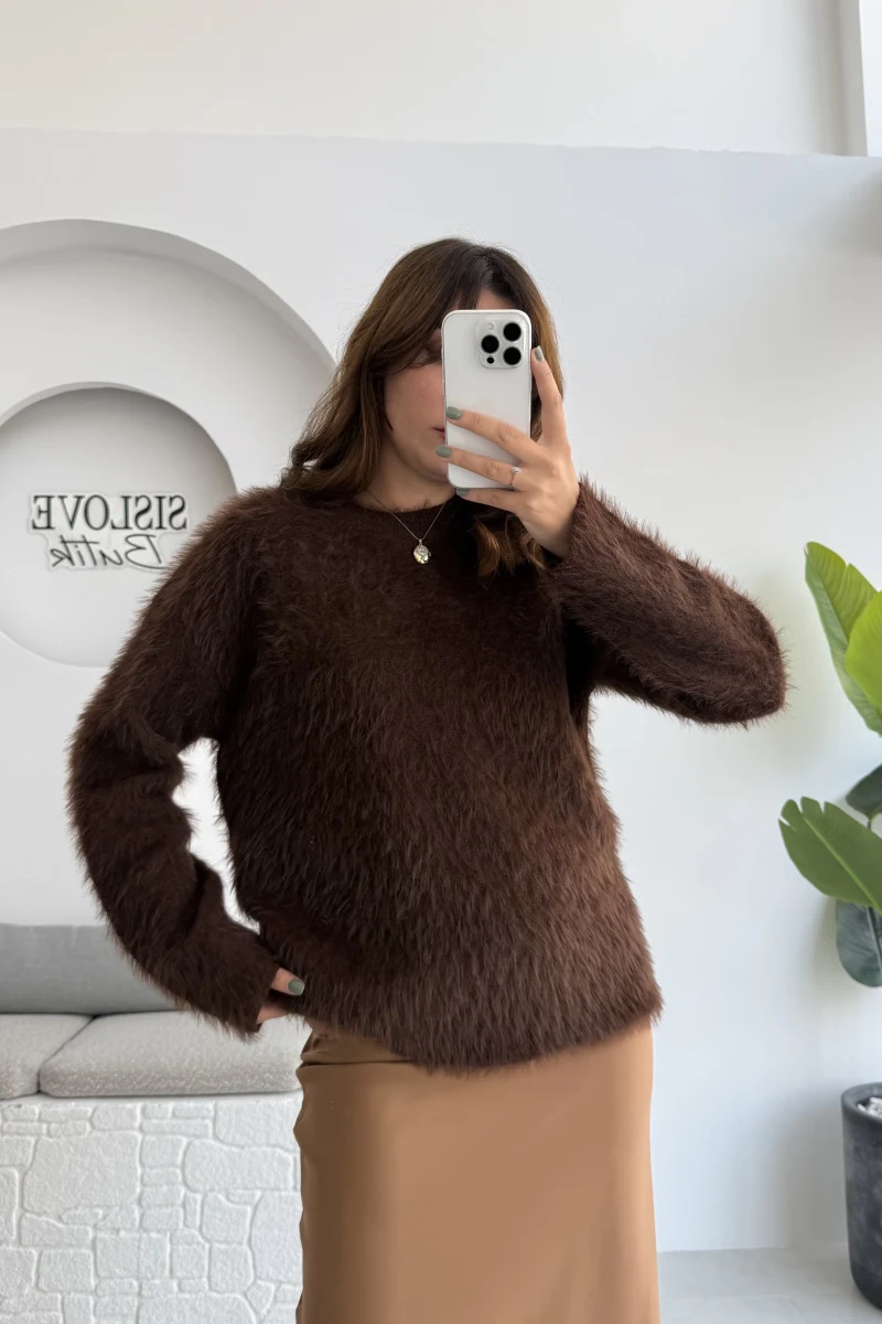 Tina Sakallı Yumoş Kazak - Kahverengi - Kod: 25503