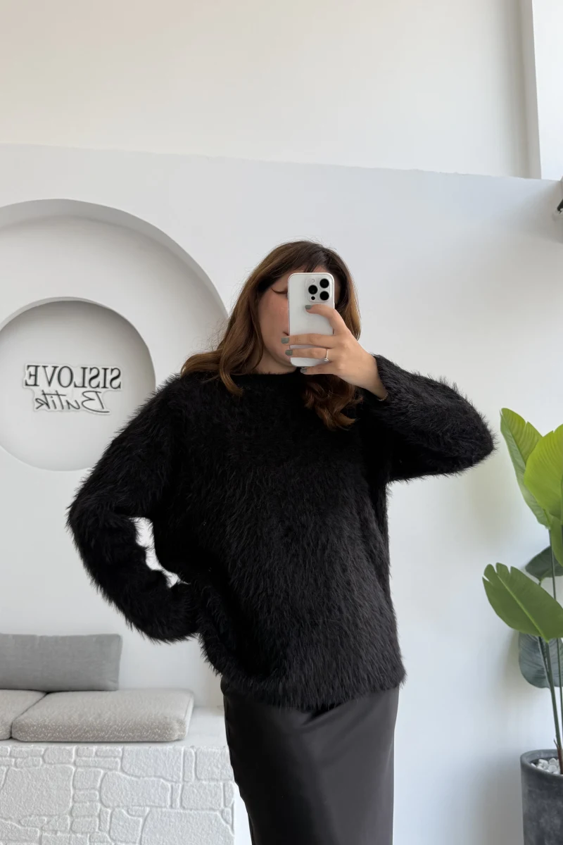 Tina Sakallı Yumoş Kazak - Siyah - Kod: 25503