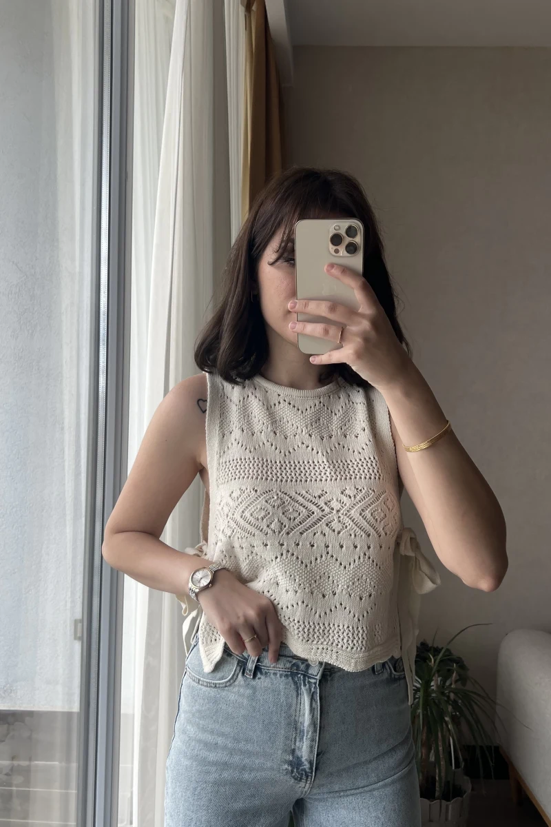 Triko Yanları Bağlamalı Bluz