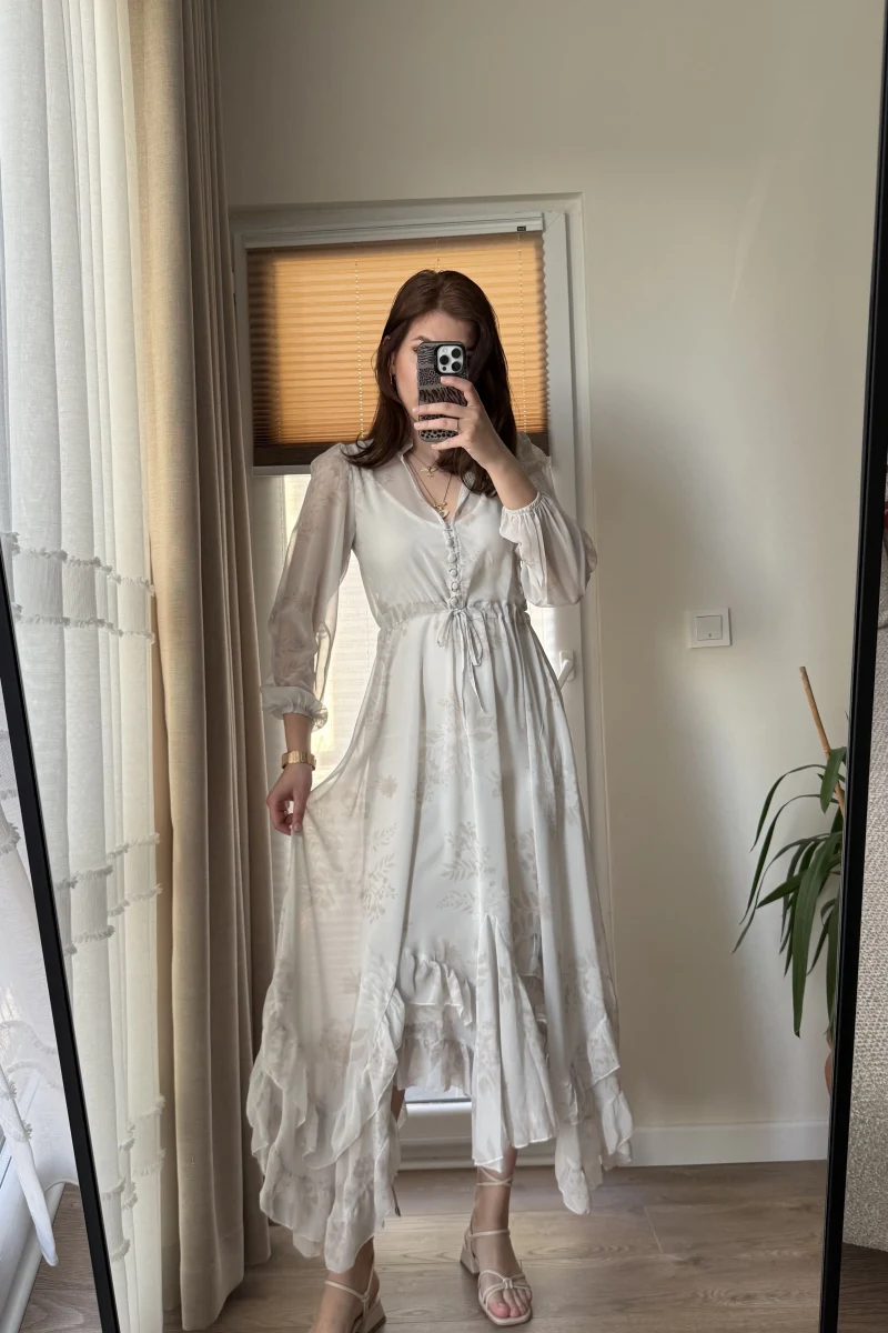 Tül Etekleri Fırfırlı Prenses Elbise 1