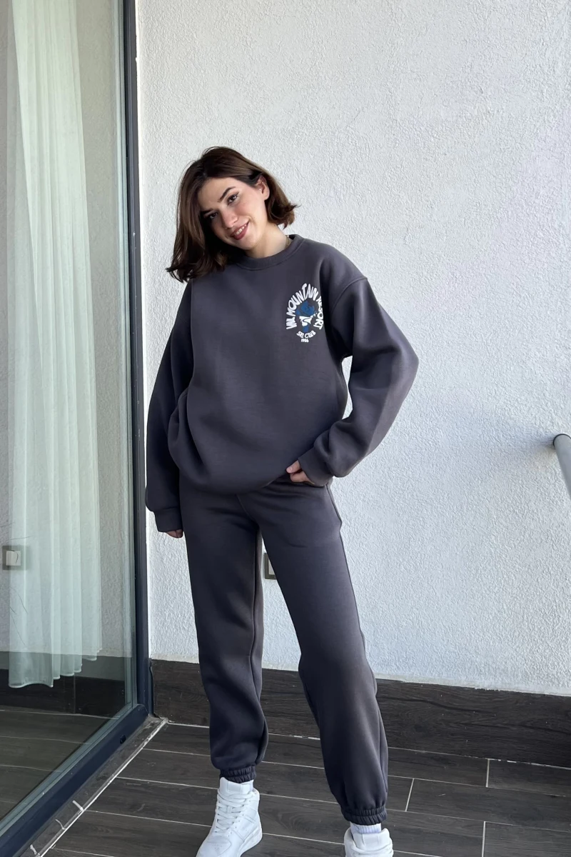 Vail Antrasit 3 iplik Şardonlu Eşofman Takımı