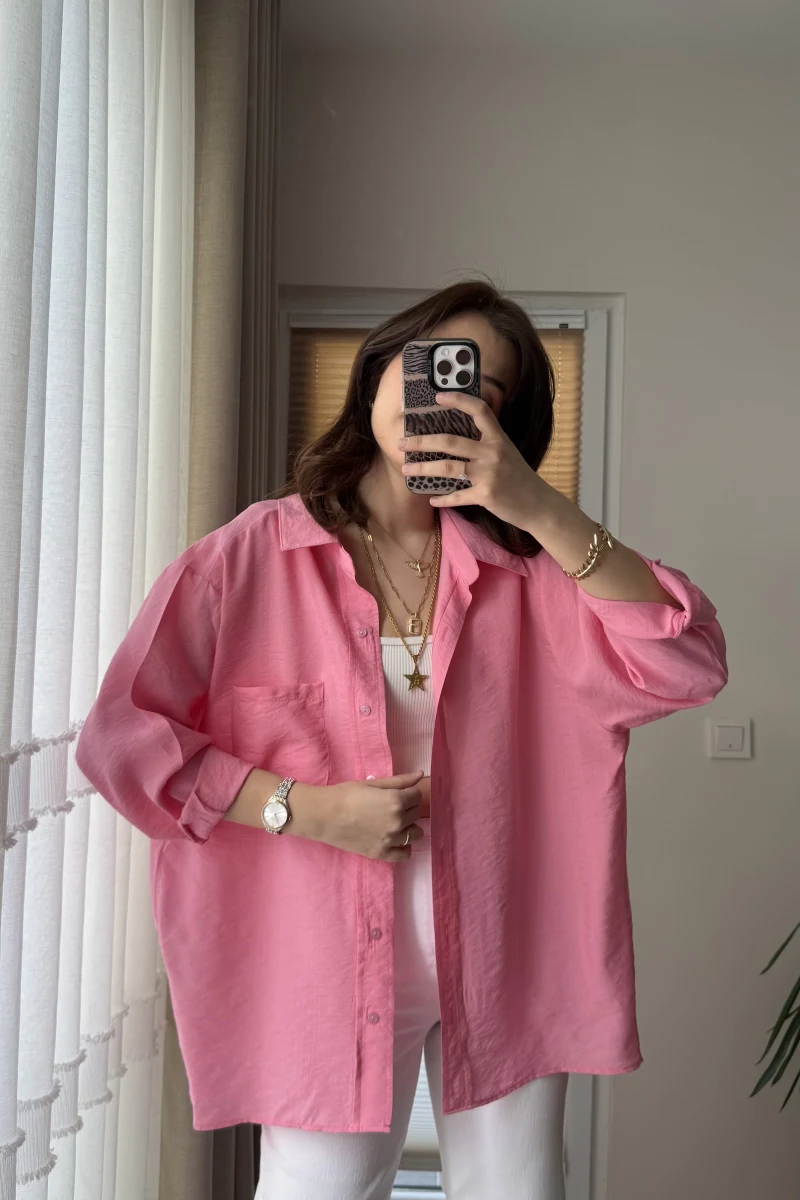 VAYS Tensel Gömlek - Pembe - 2042