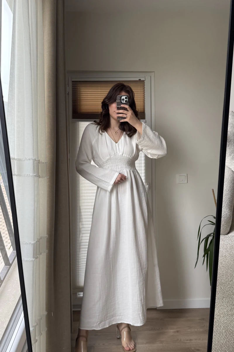 Venüs Müslin Beyaz Elbise