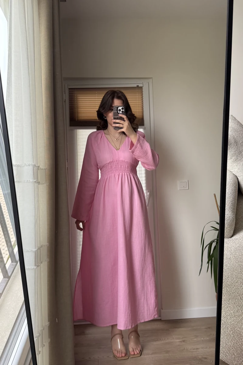 Venüs Müslin Pembe Elbise