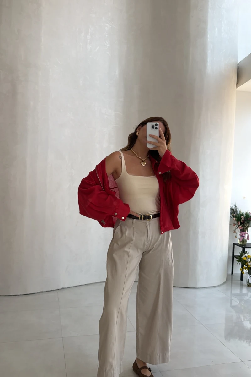 Vintage Gabardin Pantolon - Taş - Kod: 031726