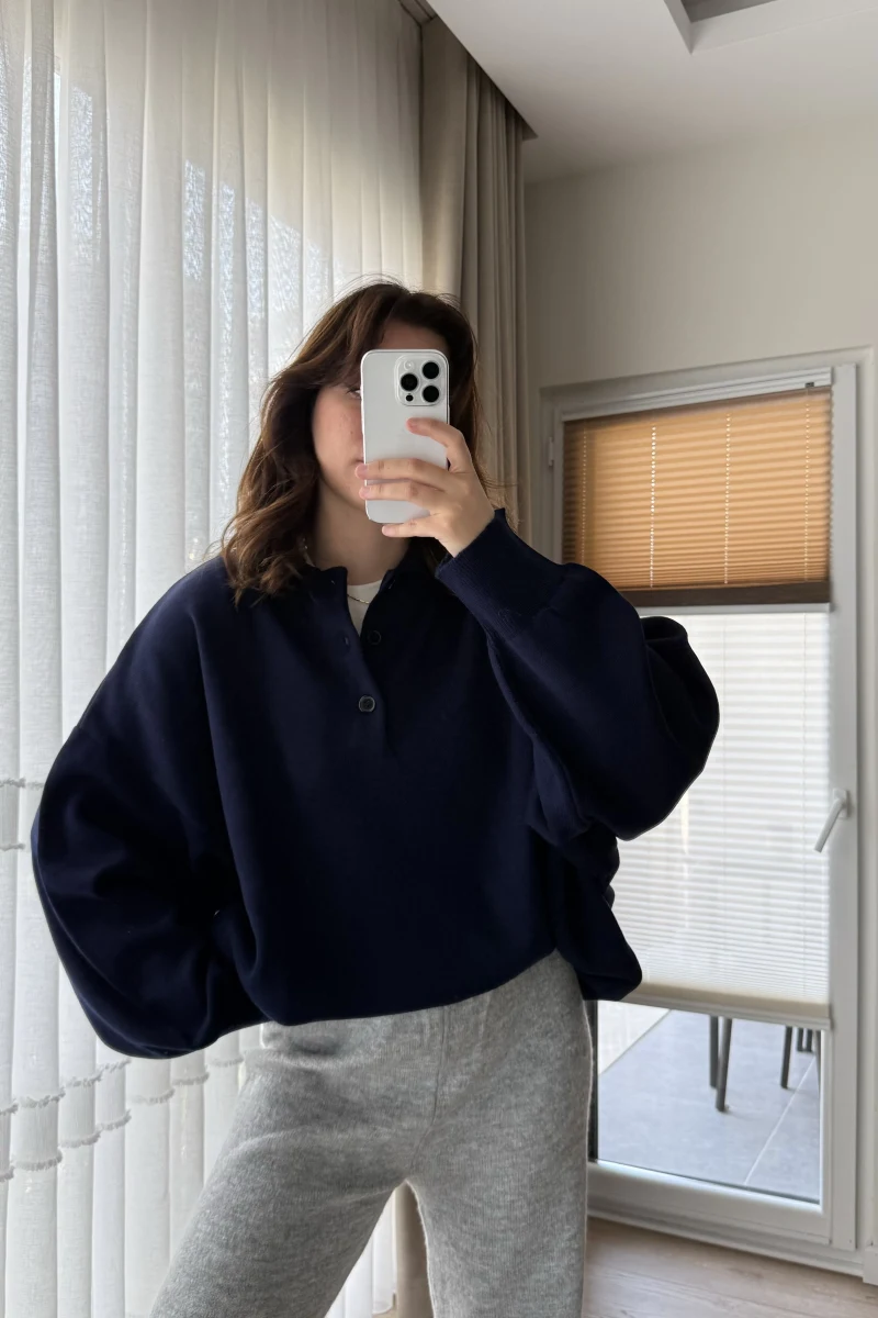 Vintage Oversize Kazak Lacivert