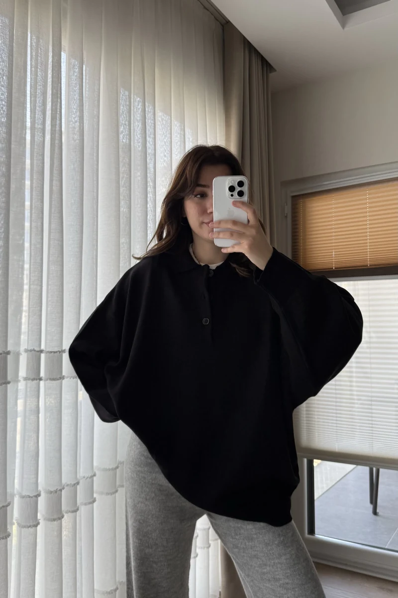 Vintage Oversize Kazak Siyah