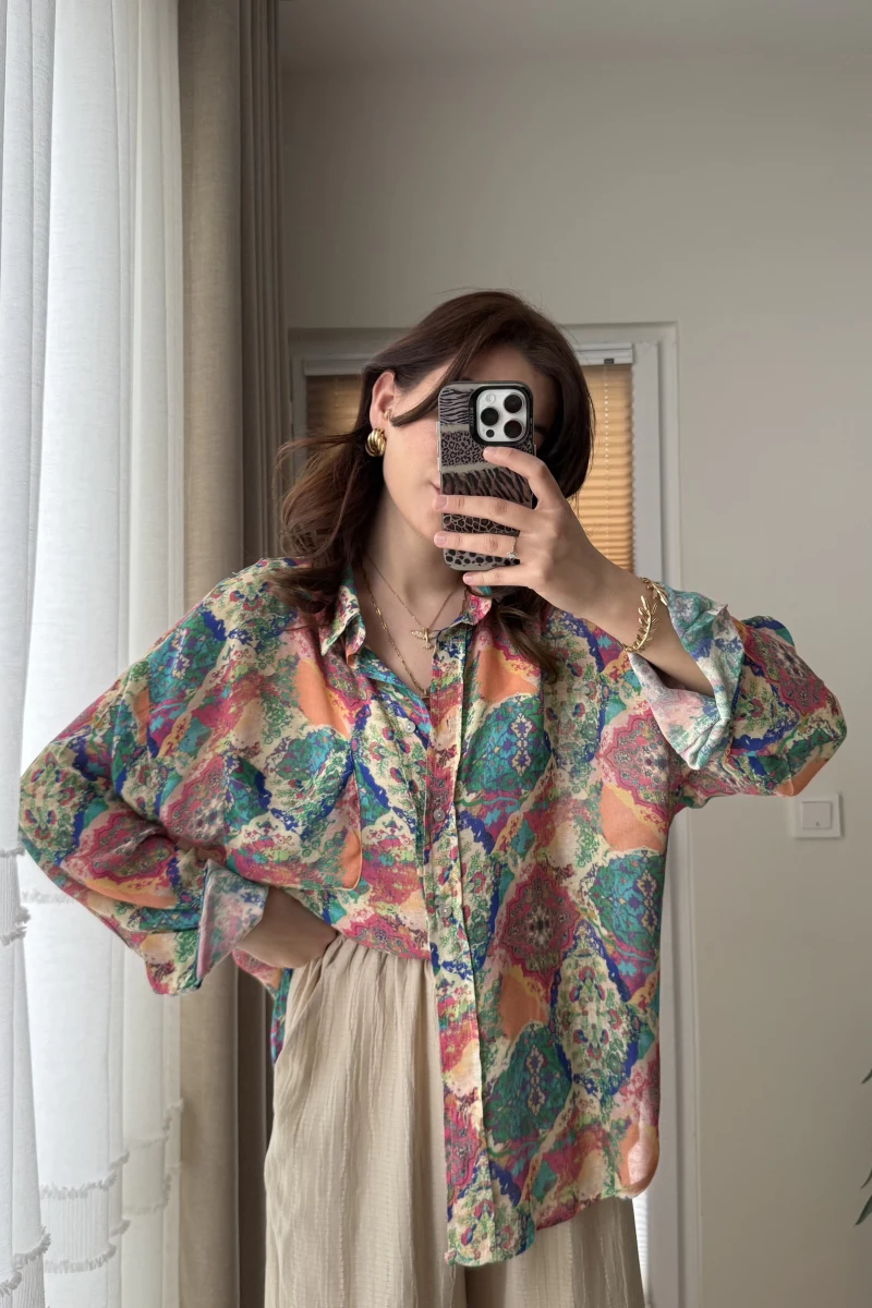 Vintage İnce Rengarenk Gömlek