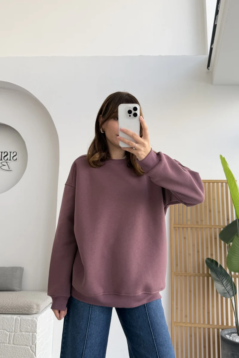 Viola Bisiklet Yaka Sweat - Gül Kurusu