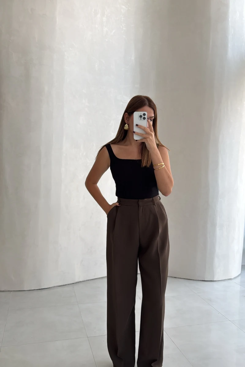Violet Kumaş Pantolon - Kahve - Kod: 51024