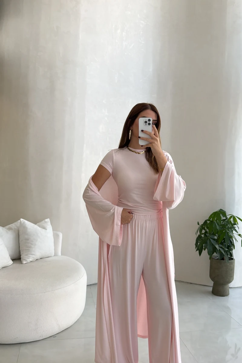 Viskon Üçlü Takım - Pembe - Kod: 4137