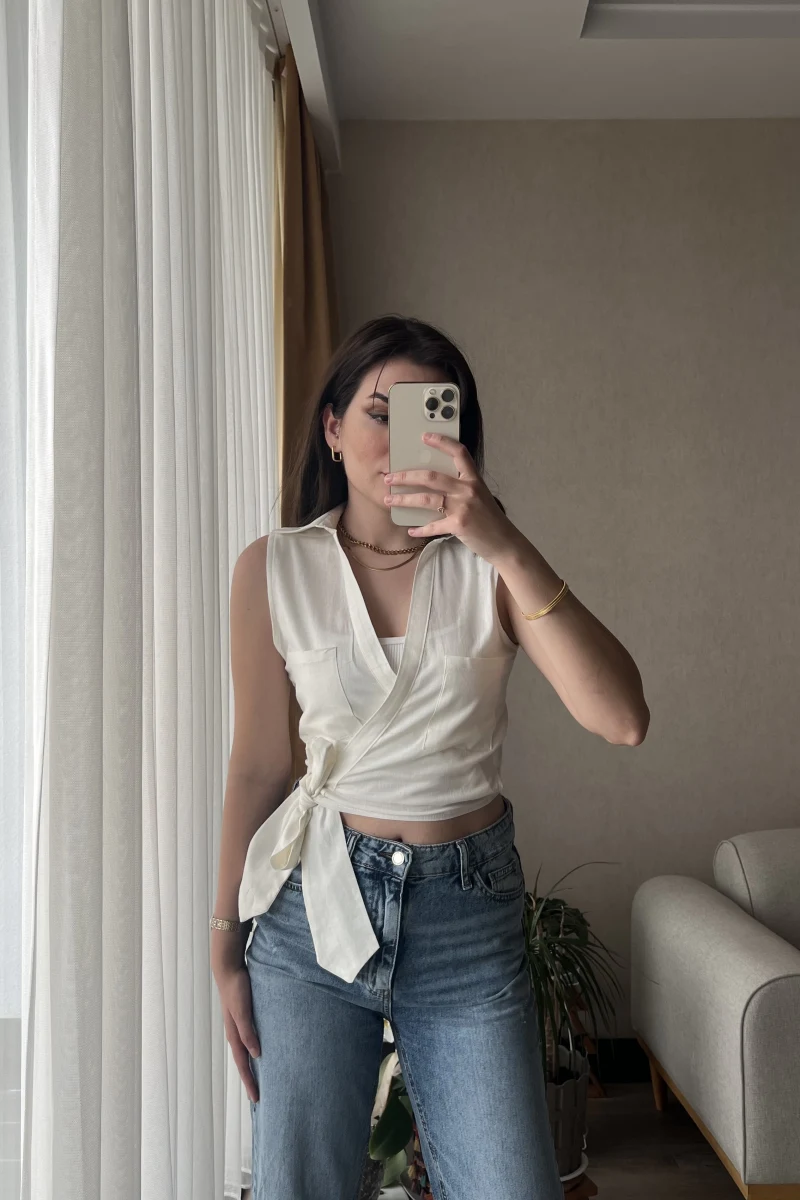 Weez Bağlamalı Beyaz Gömlek