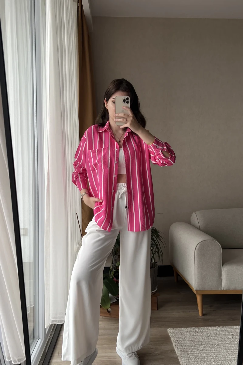 Weno FUŞYA-BEYAZ ÇİZGİLİ Gömlek