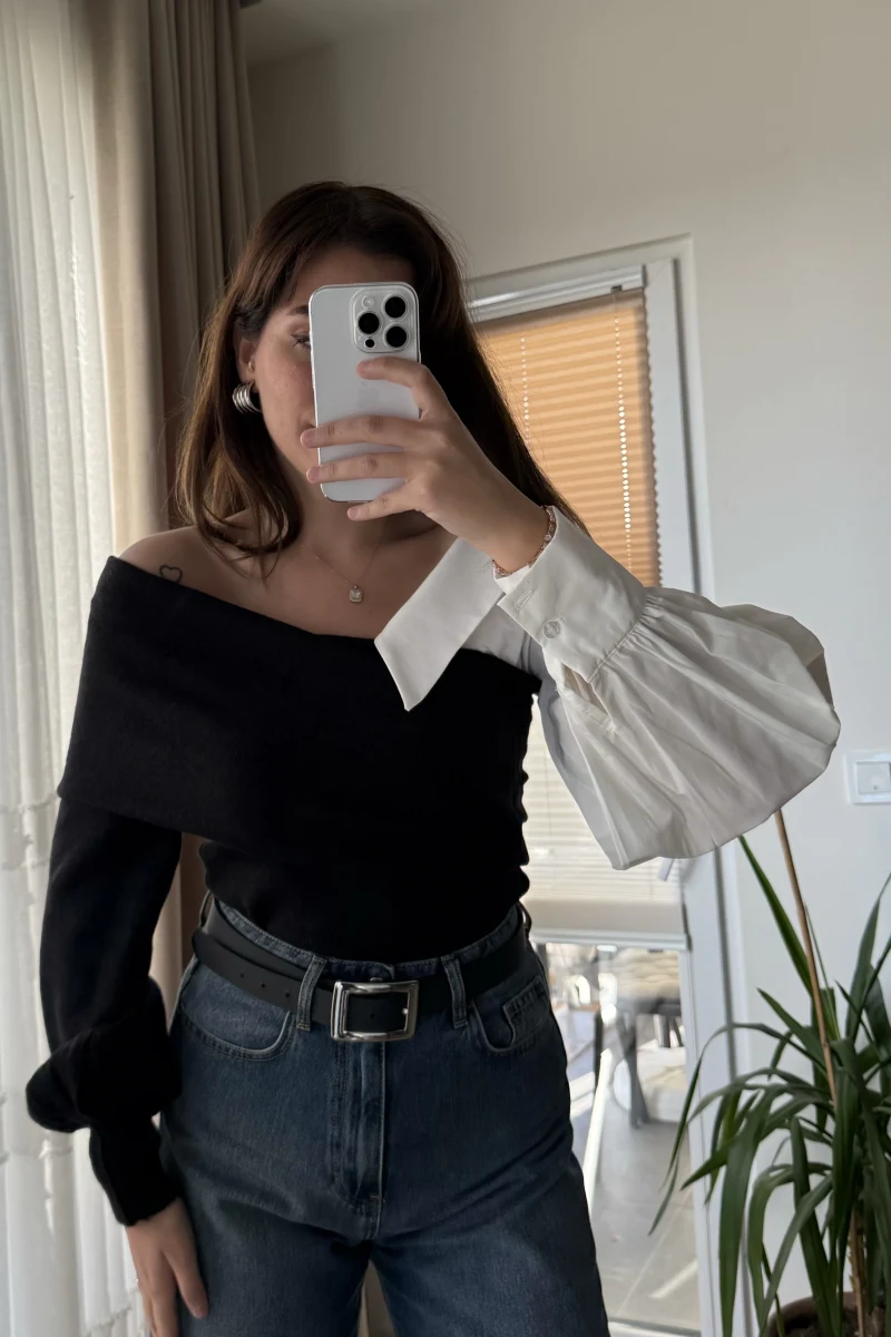 Yaka Detay Gömlek Triko