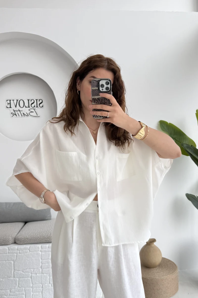 Yarasa Kol Gömlek Kırık Beyaz - 2115