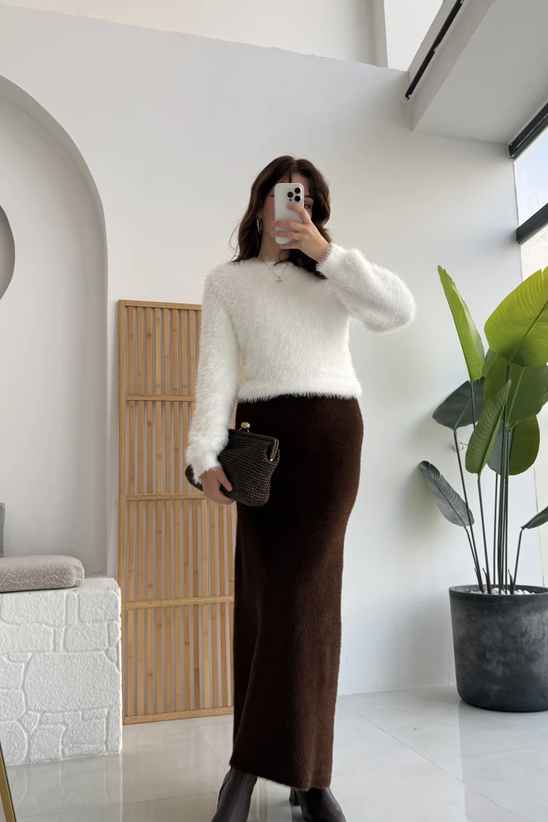 Yumoş Etek - Kahverengi - KOD:9044