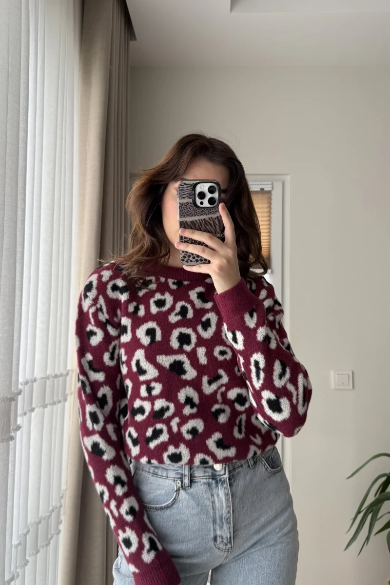 Yumoş Leopar Kazak Bordo