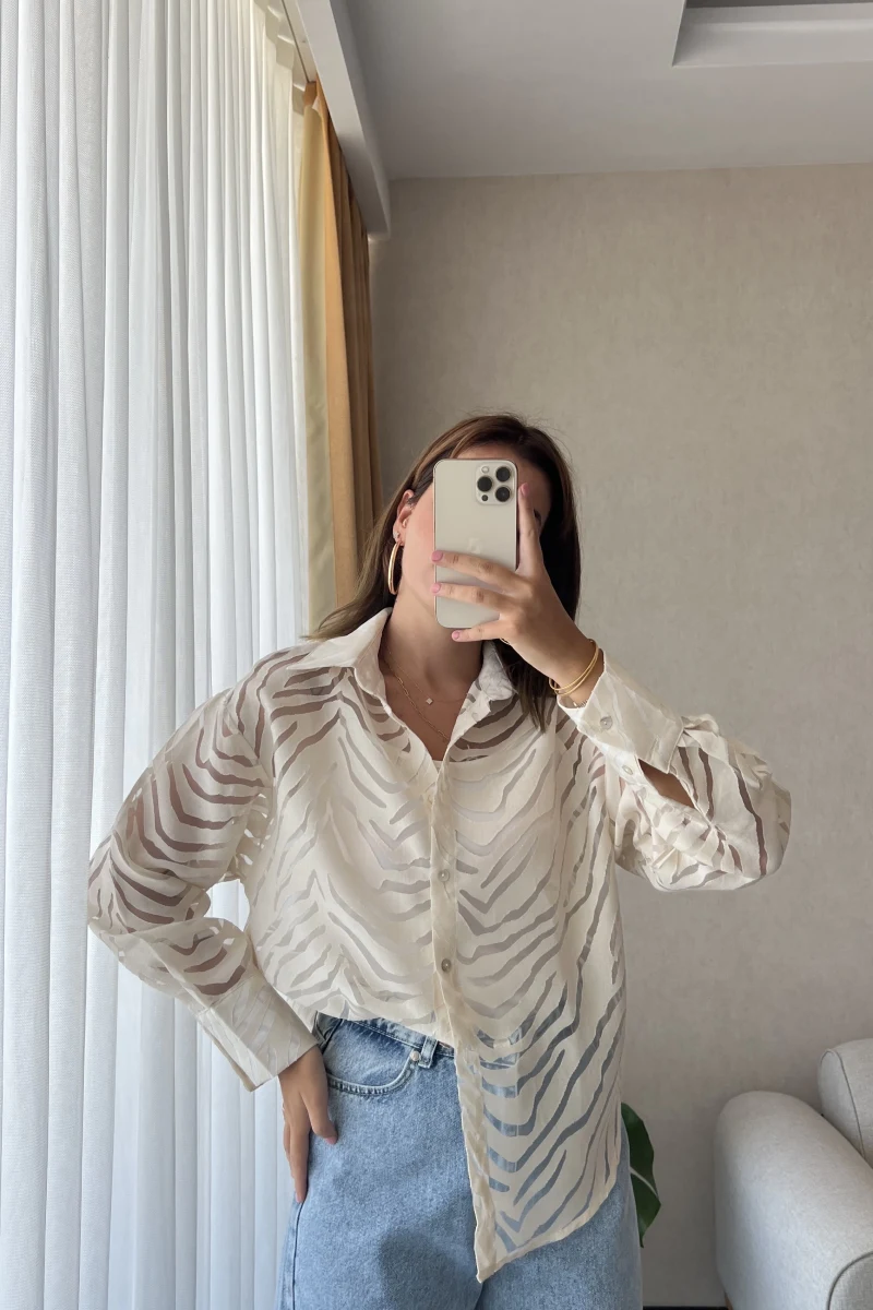 Zehra Transparan Krem Gömlek&Bluz