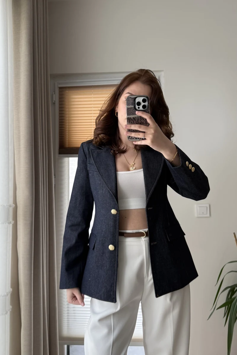 Zr Bele Oturan Kot Blazer Ceket