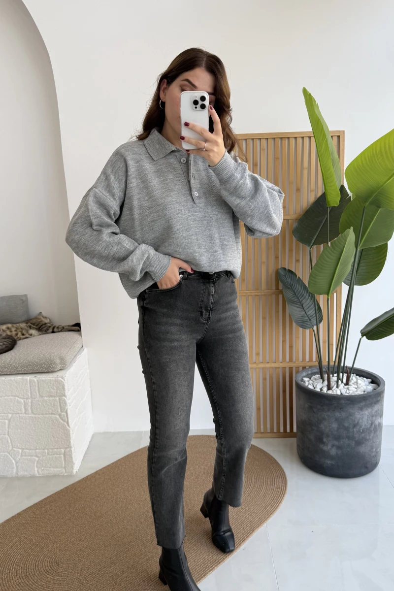 Meyla Antrasit Slim Fit Jean Pantolon