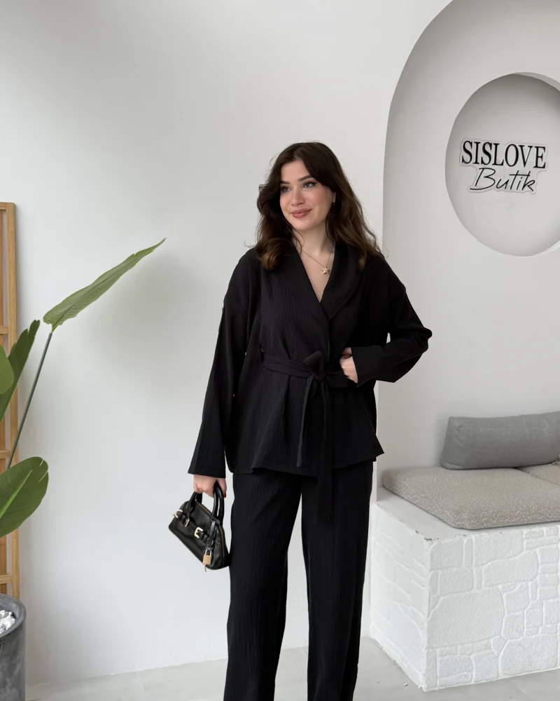 Ruth Kimono Takım - Siyah - Kod: 51277