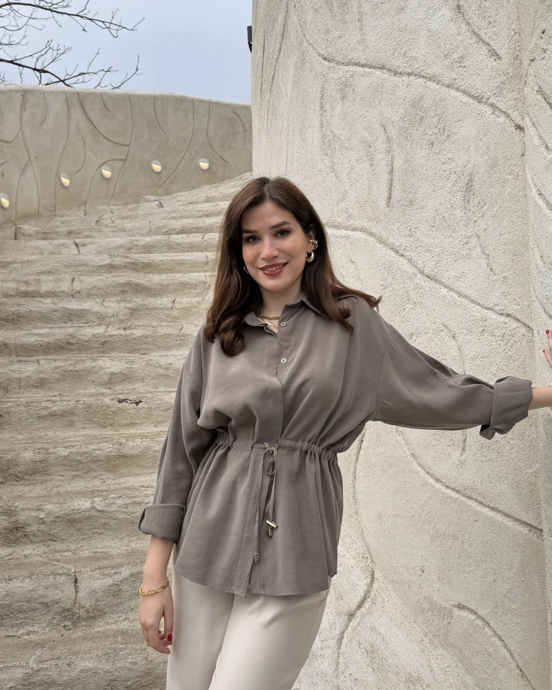 Tracy Belden Bağlamalı Gömlek - Koyu Haki - Kod: 2202