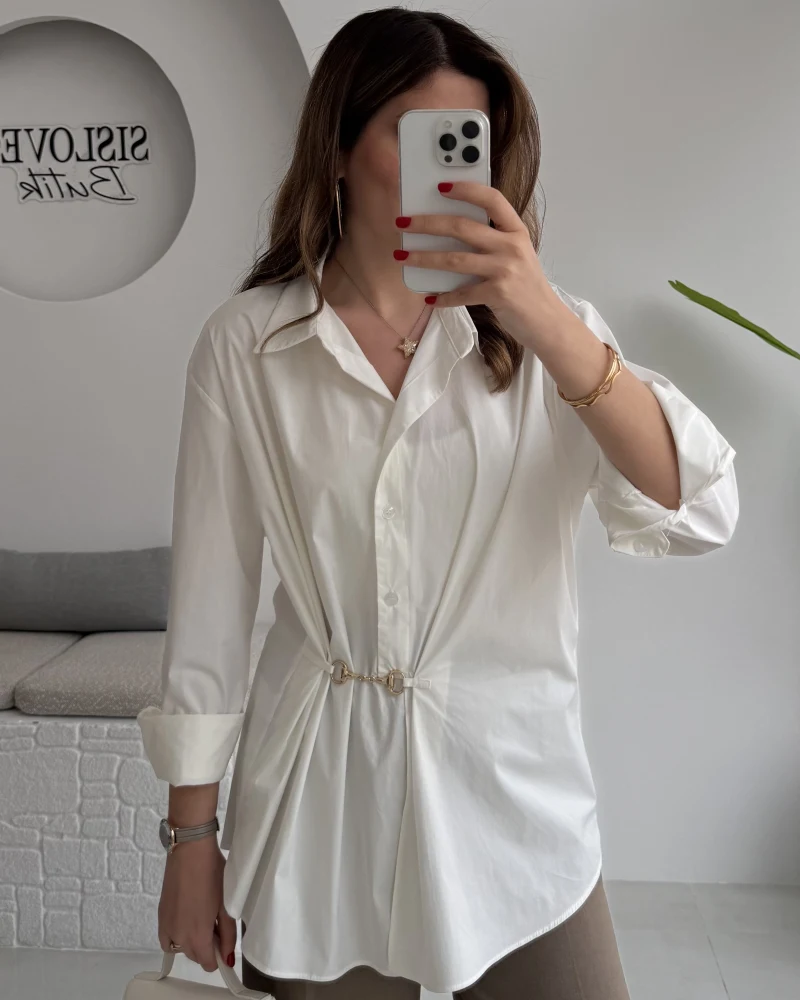 Marley Toka Detay Gömlek - Ekru - Kod: 5019