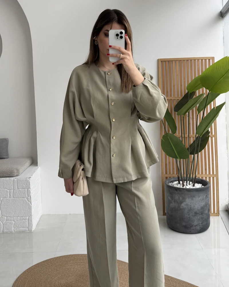 Stellaa Pile Dikişli Takım - Çağla - Kod: 8930