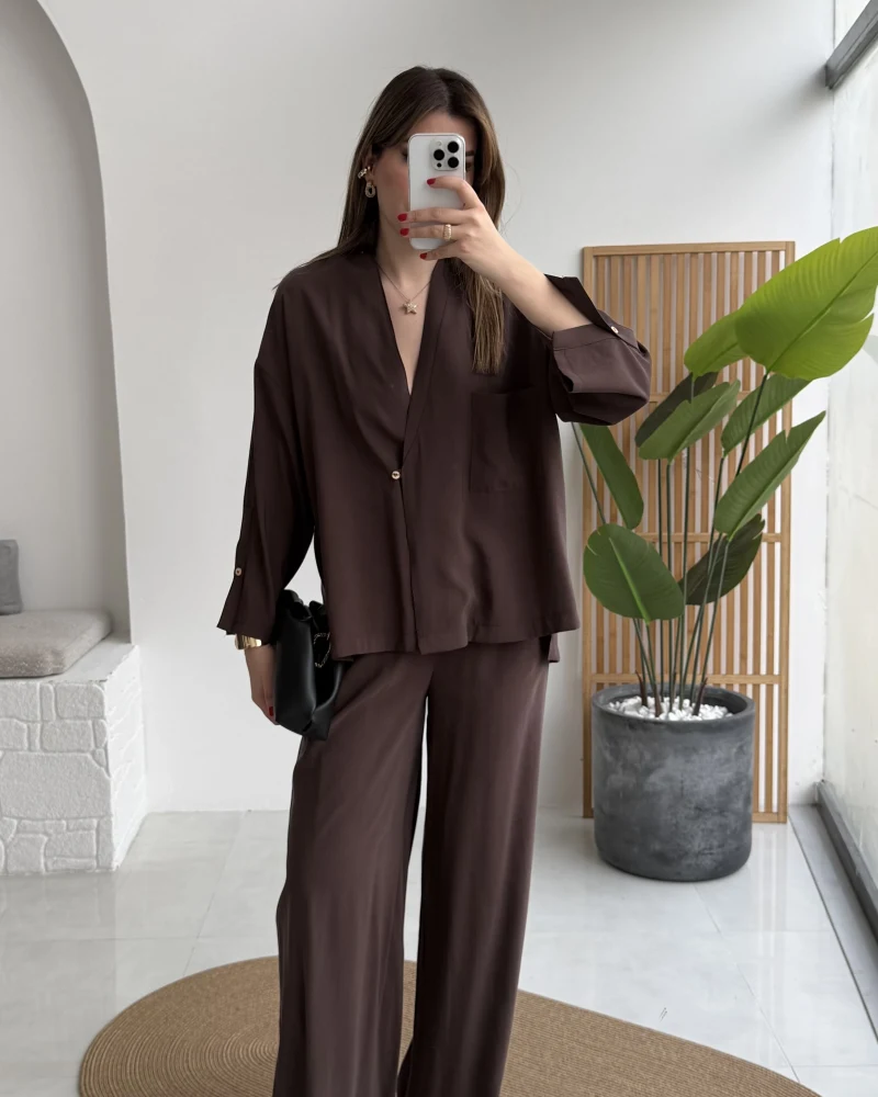 Boschetto Tencel Takım - Kahve - Kod: 51260