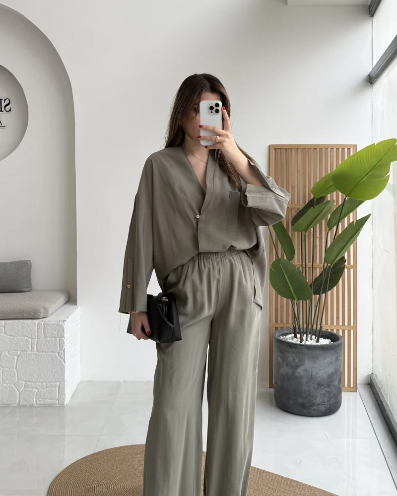 Boschetto Tencel Takım - Haki - Kod: 51260