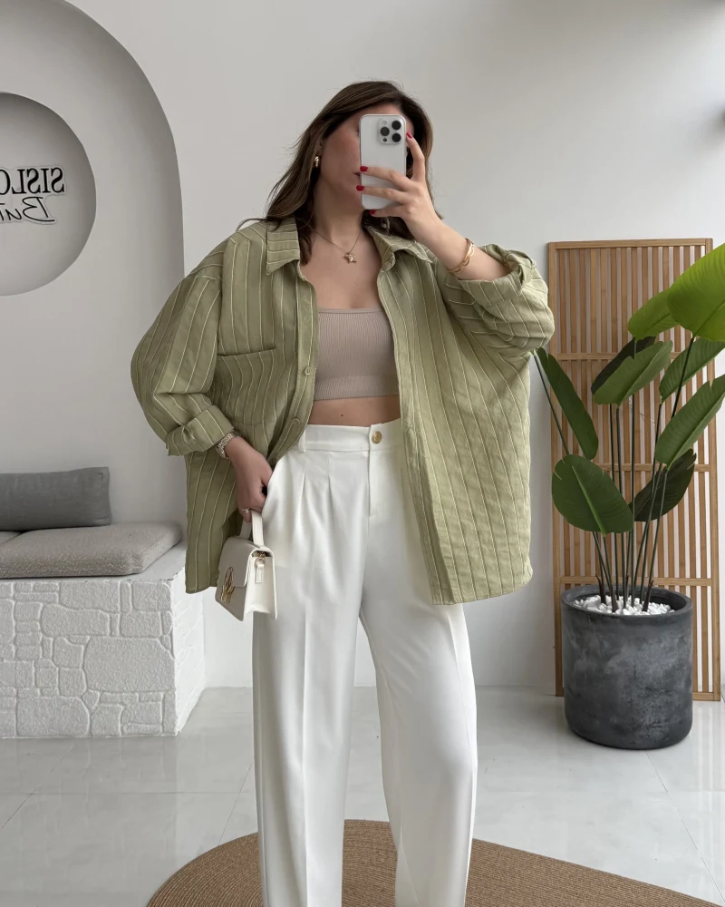 Pileli Palazzo Dökümlü Kumaş Pantolon - Beyaz - Kod: 51078