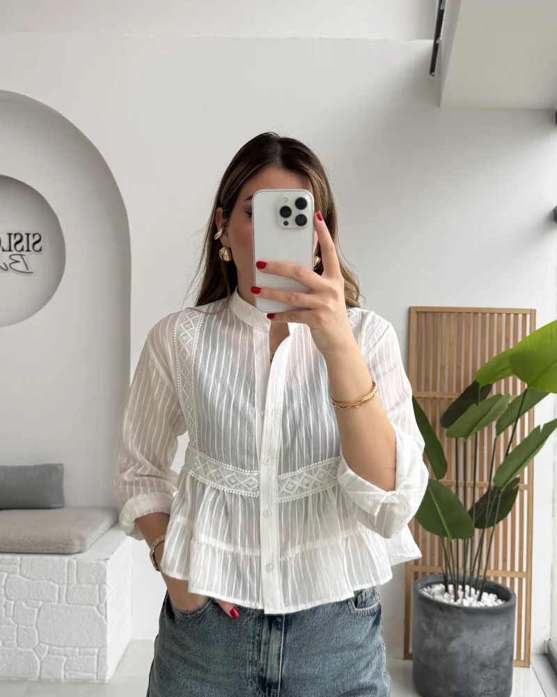 Bloom Beyaz Dantel Gömlek - Kod: 2214