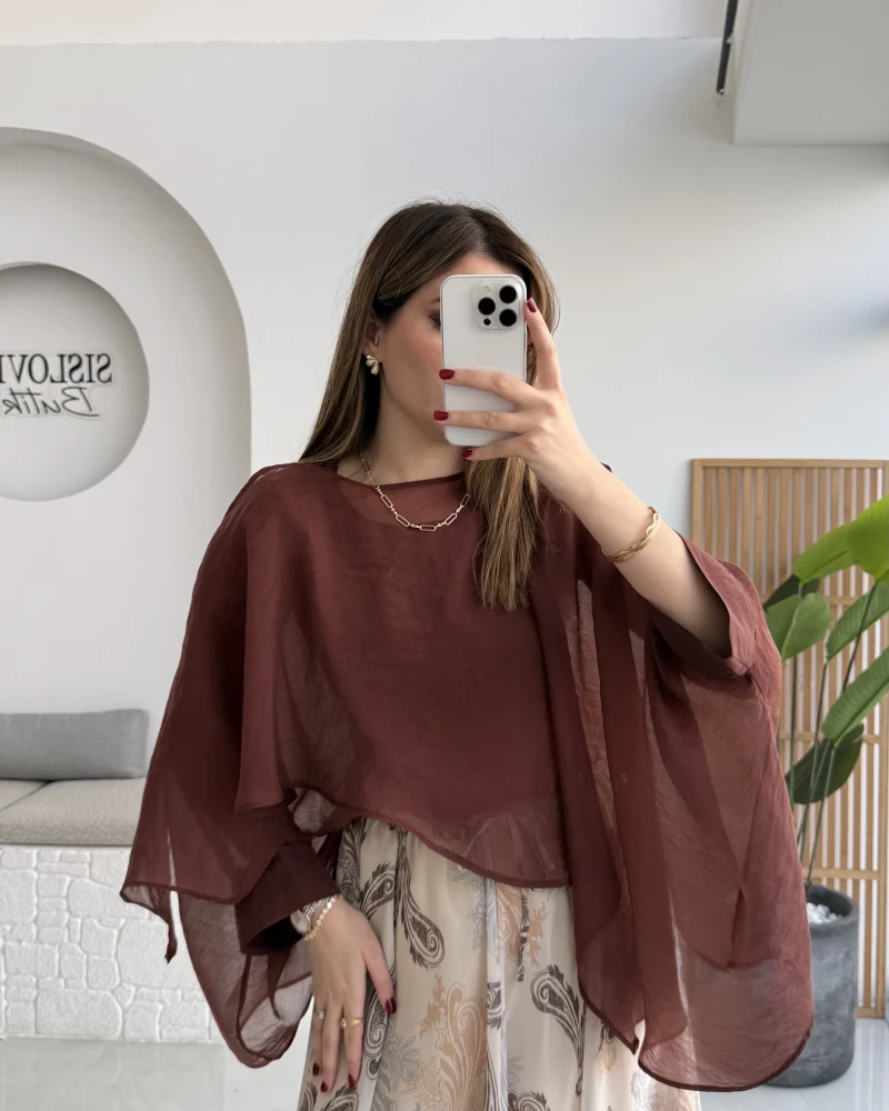 Uçuşan Pelerin Bluz - Tarçın - Kod: 5026