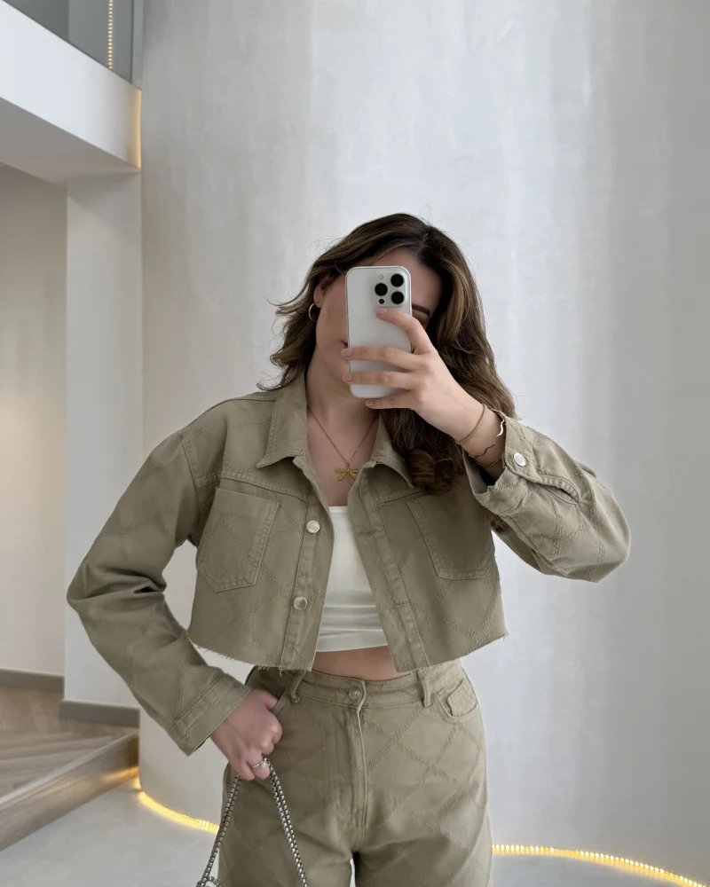 Lavinia Dokulu Crop Ceket - Mint - Kod: 00147