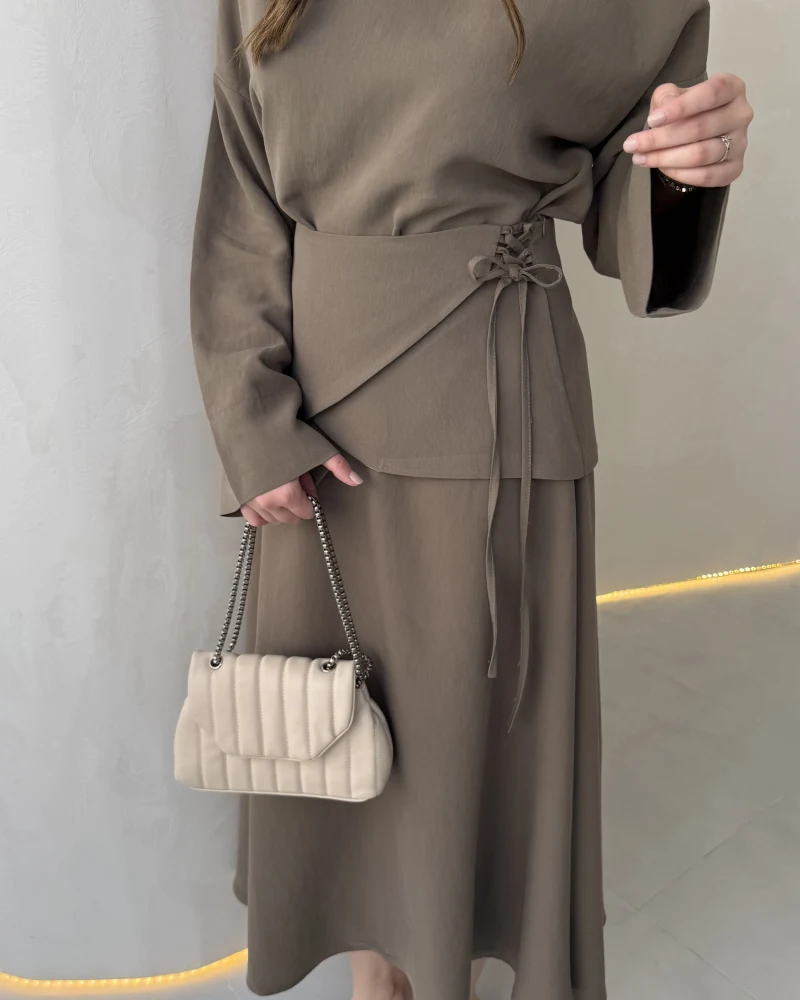 La Fortuna Bel Detay Bağcıklı Takım - Haki - Kod: 9034