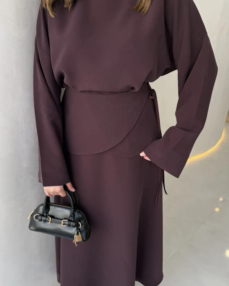 La Fortuna Bel Detay Bağcıklı Takım - Mürdüm - Kod: 9034