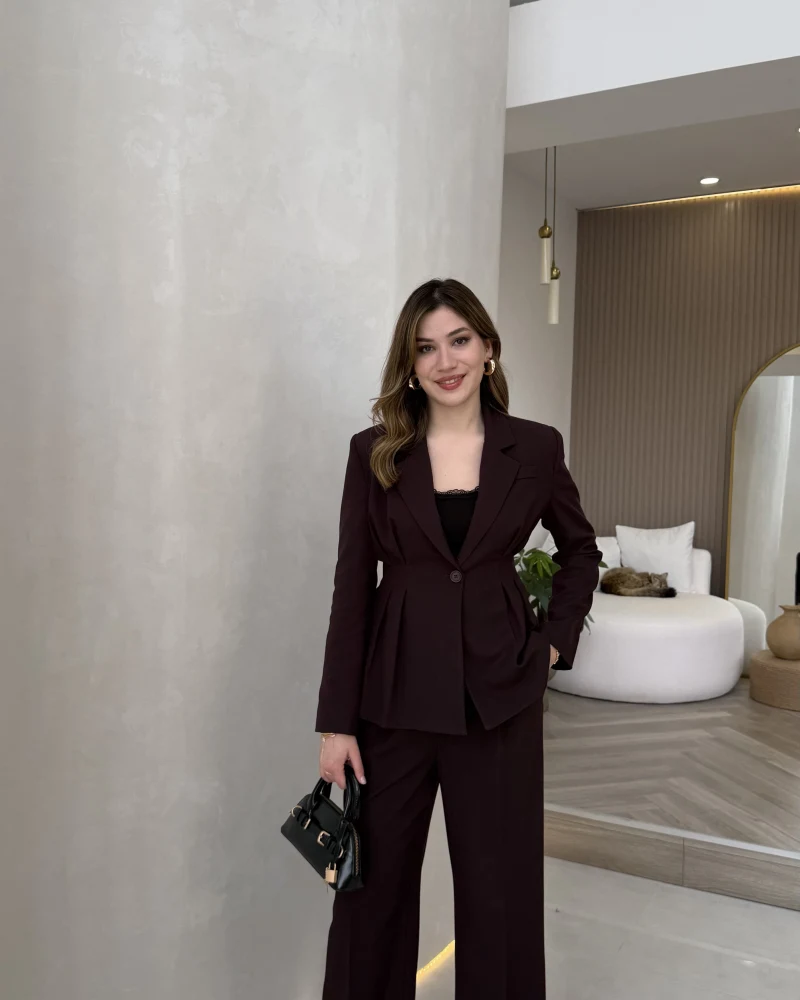 Charlotte Pilili Bele Oturan Takım - Mürdüm - Kod: 8884