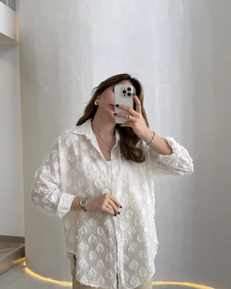 Whisper Püsküllü İnce Gömlek - Ekru - Kod: 2235