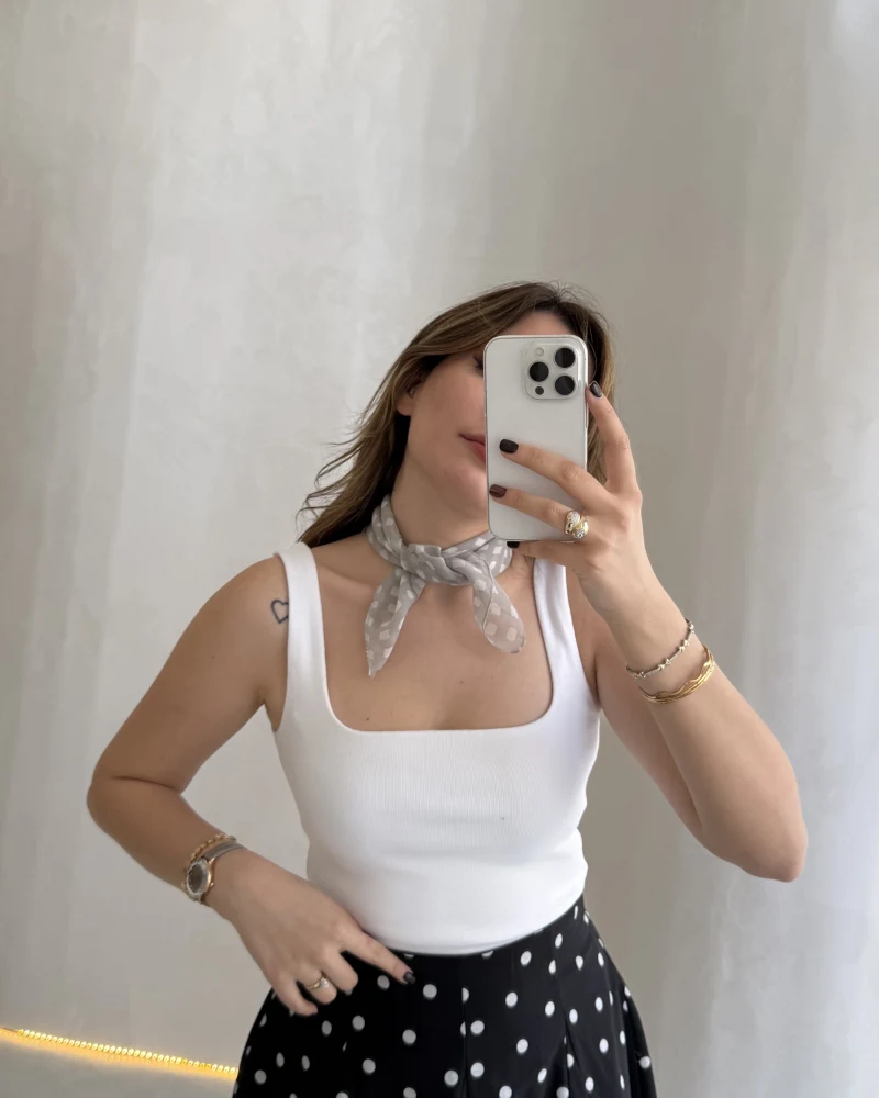 Dilvin Kalın Askılı Crop Body - Ekru - Kod: 21057