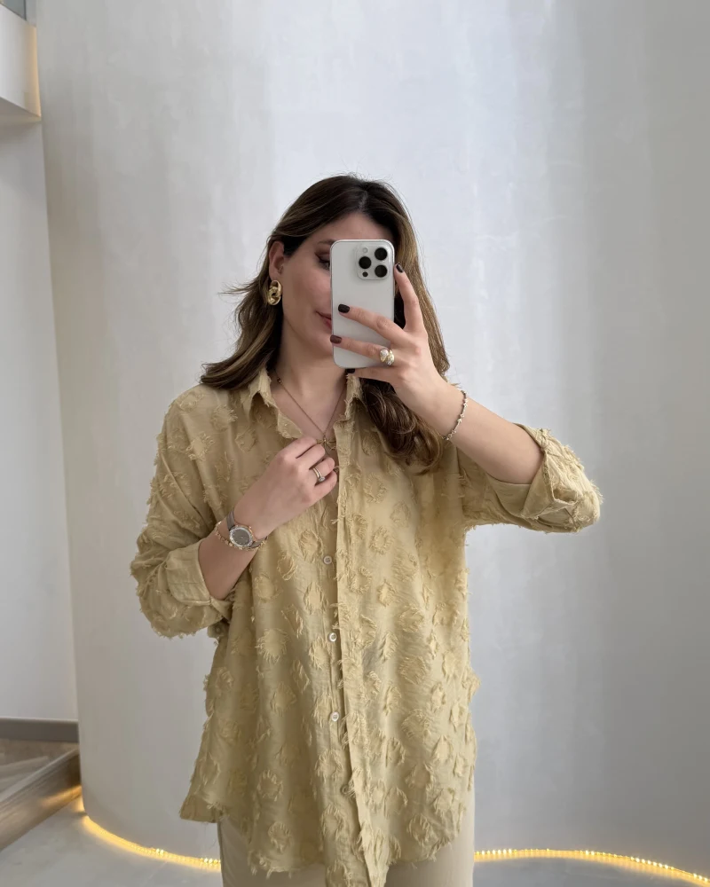 Whisper Püsküllü İnce Gömlek - Yeşil - Kod: 2235