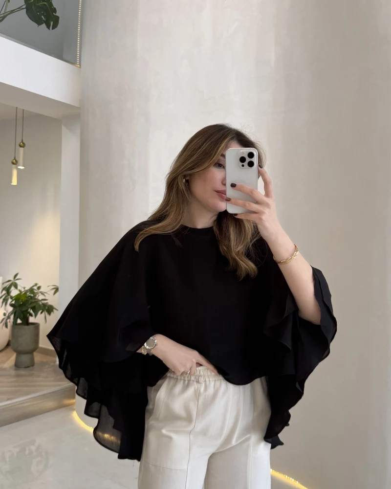 Mariposa Pelerin Bluz - Siyah - Kod: 5044