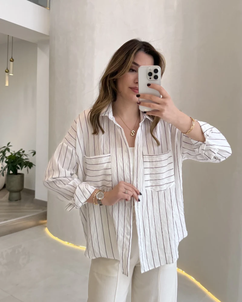 Sheep Çizgili Gömlek - Mor Çizgili - Kod: 2217