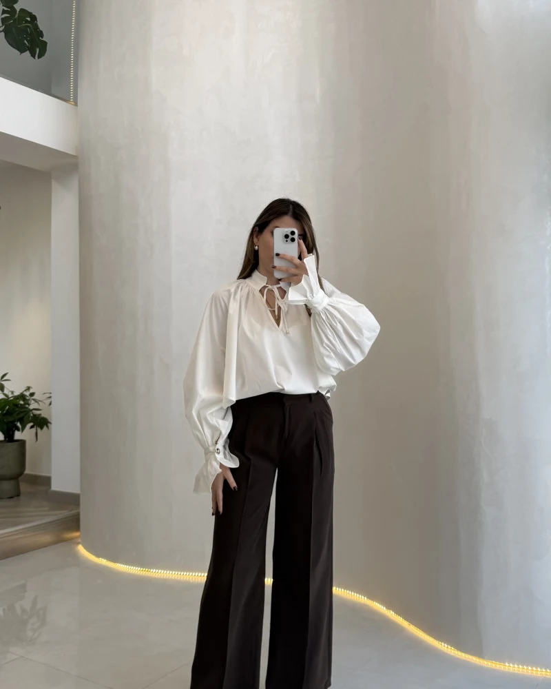 Ineffable Geniş Paça Palazzo Pantolon - Kahve - Kod: 3867