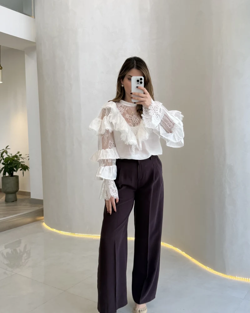 Ineffable Geniş Paça Palazzo Pantolon - Mürdüm - Kod: 3867