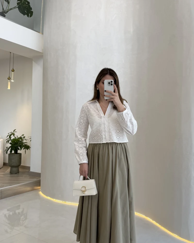 Yume Astarlı Etek - Haki - Kod: 5039