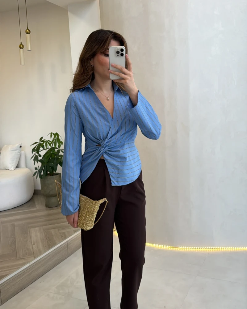 Quz Pile Detaylı Pantolon - Acı Kahve - Kod: 71154