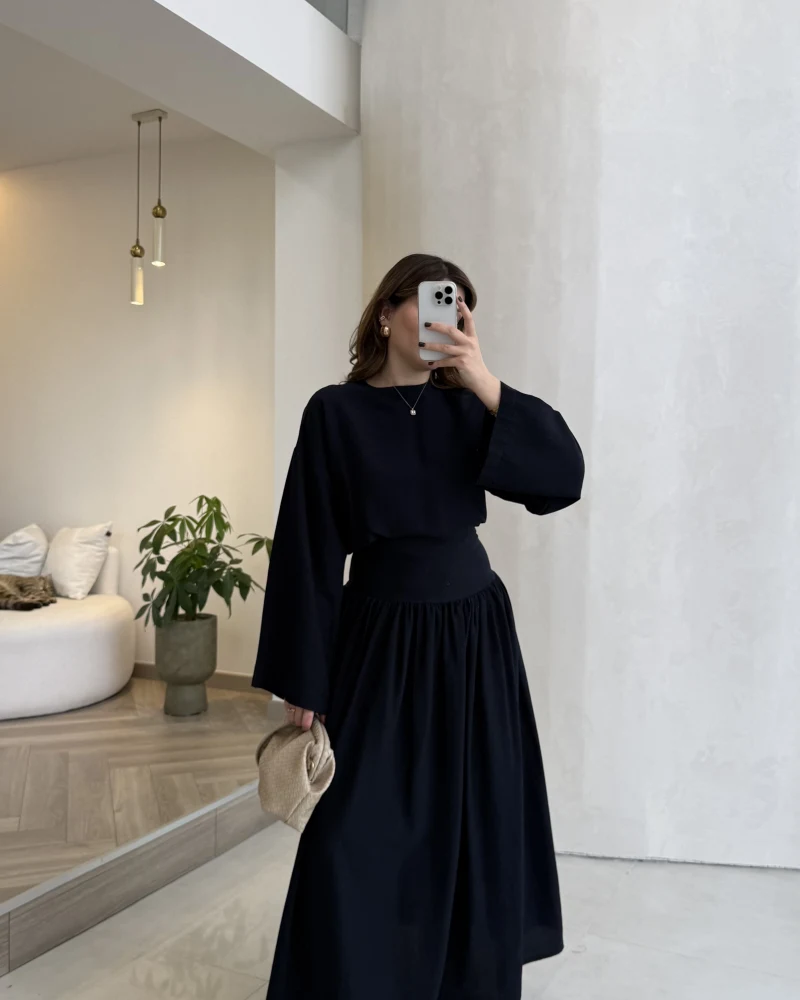 Catania Bel Detay Etek Bluz Takım - Lacivert - 6017